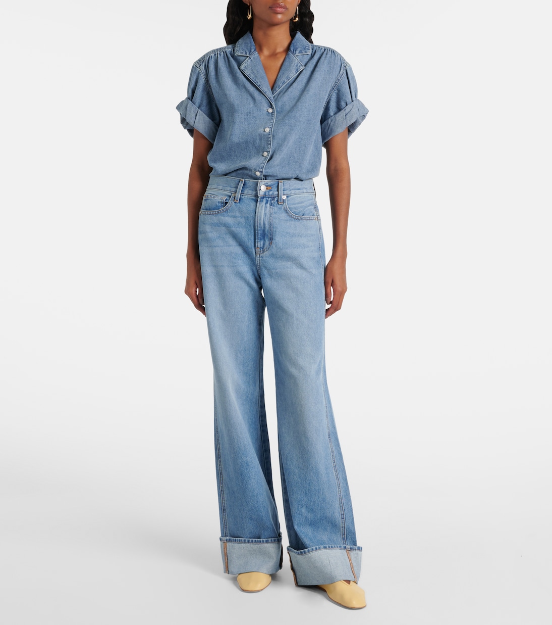 Jeans anchos de tiro alto | Veronica Beard