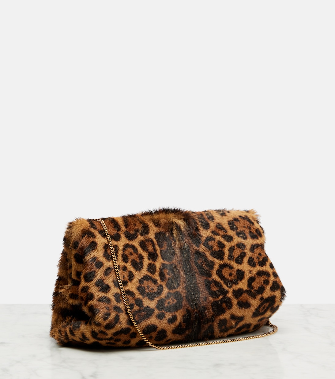 Leopard-print calf hair clutch | Saint Laurent