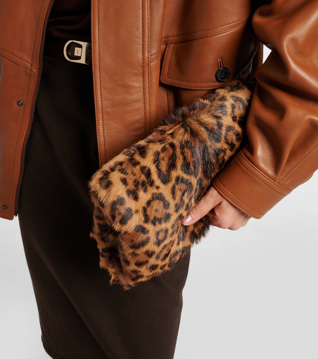 Leopard-print calf hair clutch | Saint Laurent