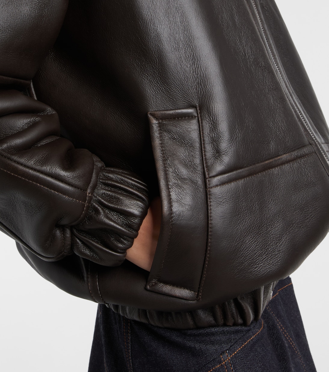 Bombardier shearling-trimmed leather bomber jacket | Jacquemus