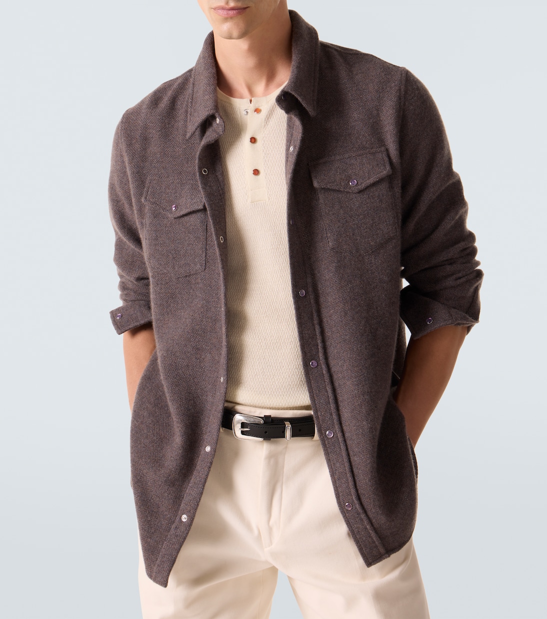 Cashmere shirt with amethyst | God's True Cashmere