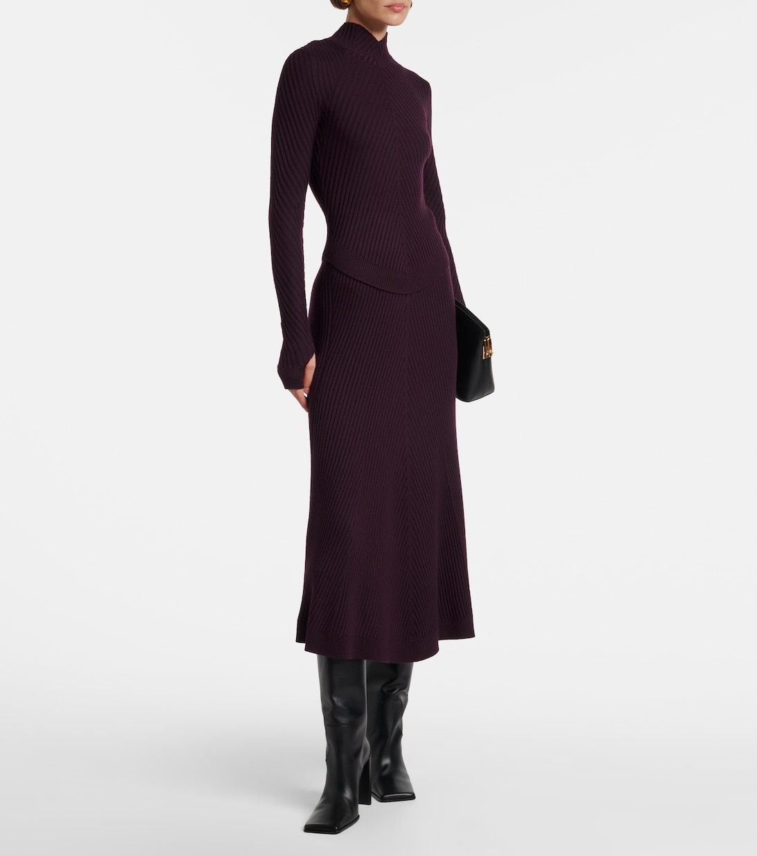 Top de cuello alto de lana acanalado | Victoria Beckham