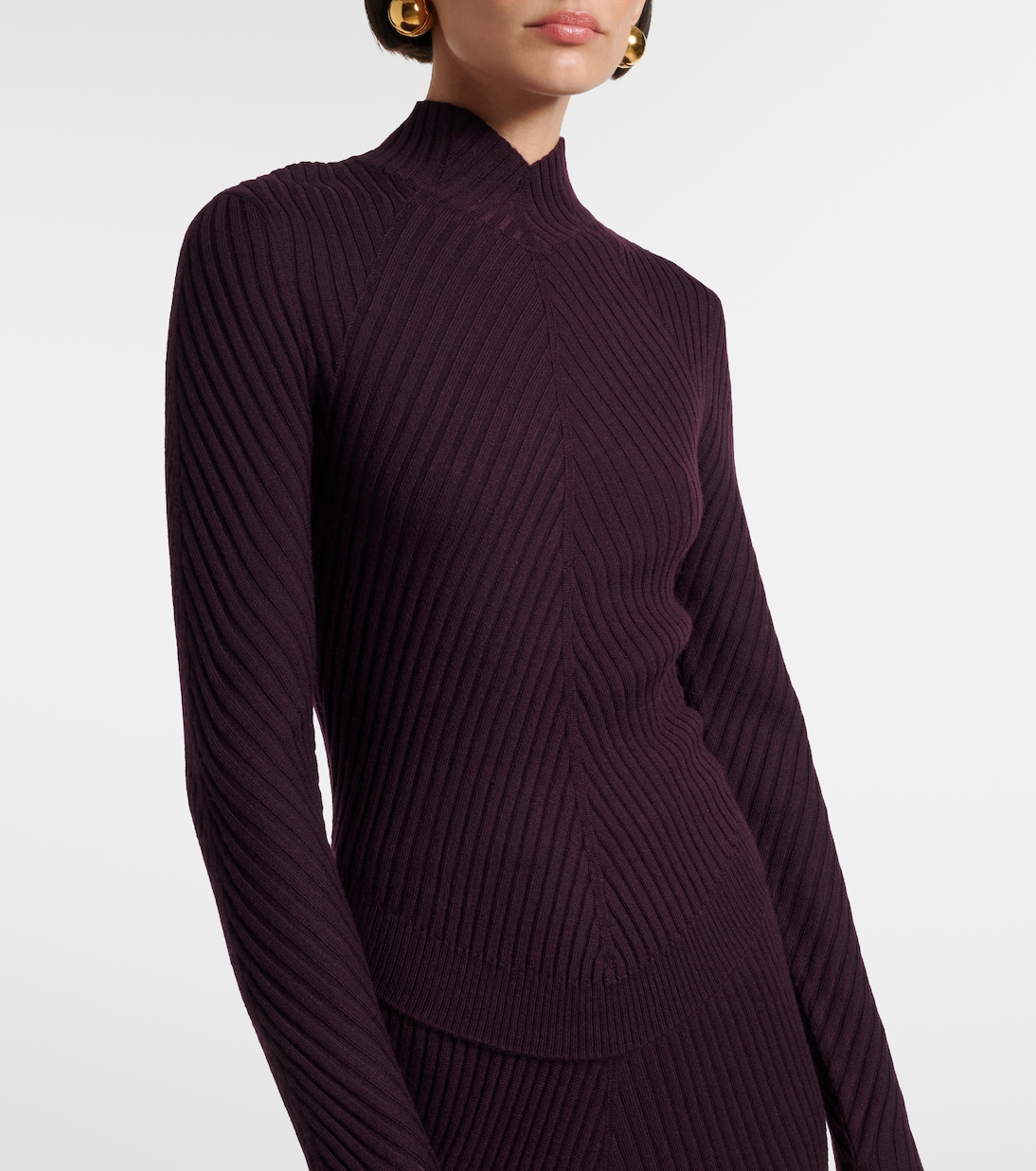 Top de cuello alto de lana acanalado | Victoria Beckham
