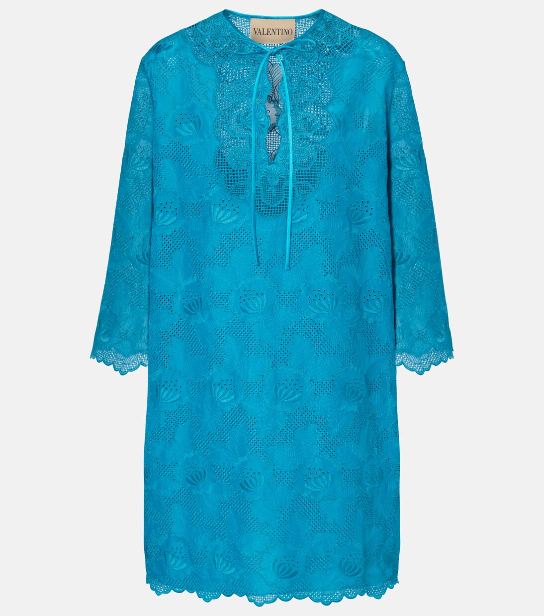Broderie anglaise silk-trimmed cotton kaftan | Valentino