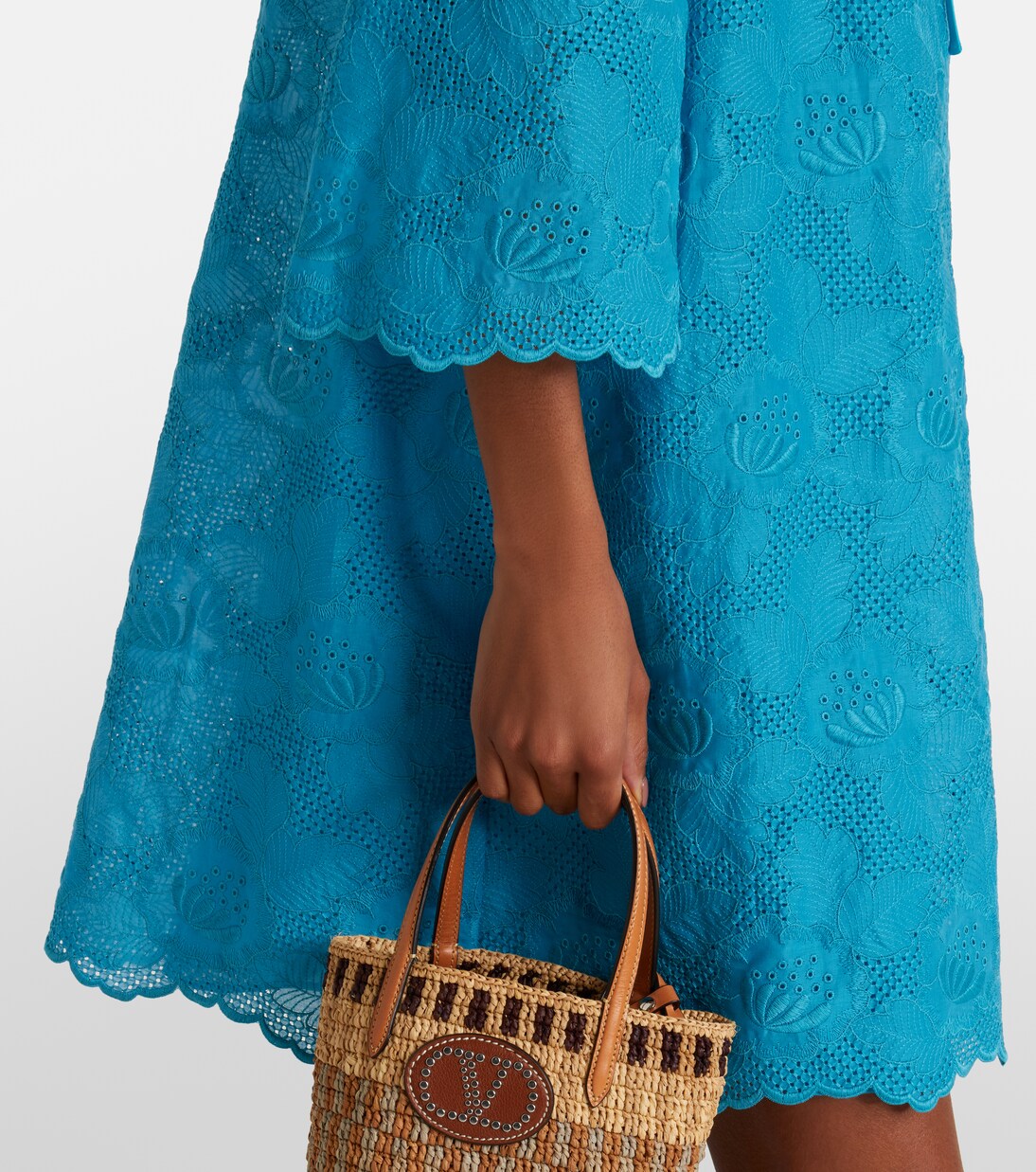 Broderie anglaise silk-trimmed cotton kaftan | Valentino