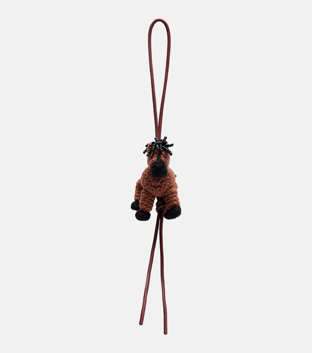 Horse beaded leather-trimmed wool bag charm | Loewe