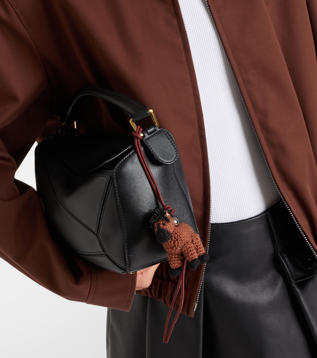 Horse beaded leather-trimmed wool bag charm | Loewe