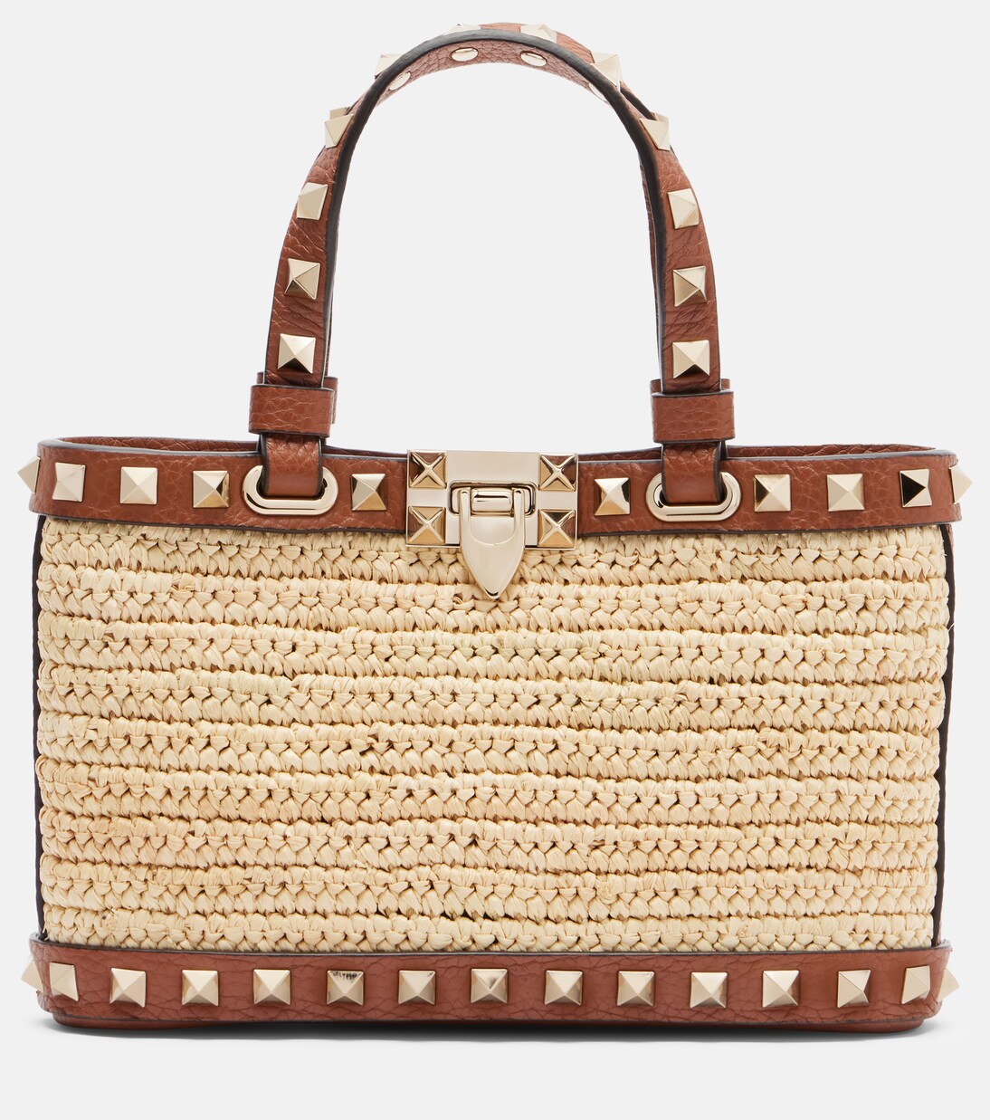 Rockstud Mini raffia tote bag | Valentino Garavani