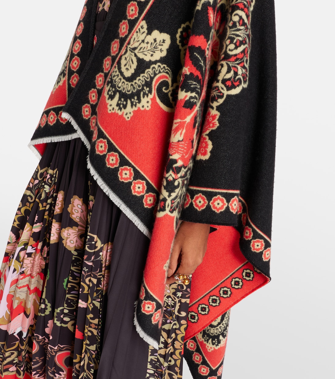 Soul printed wool and silk poncho | La DoubleJ