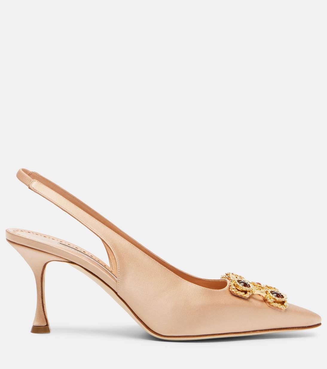 Cupida 70 embellished satin slingback pumps | Manolo Blahnik