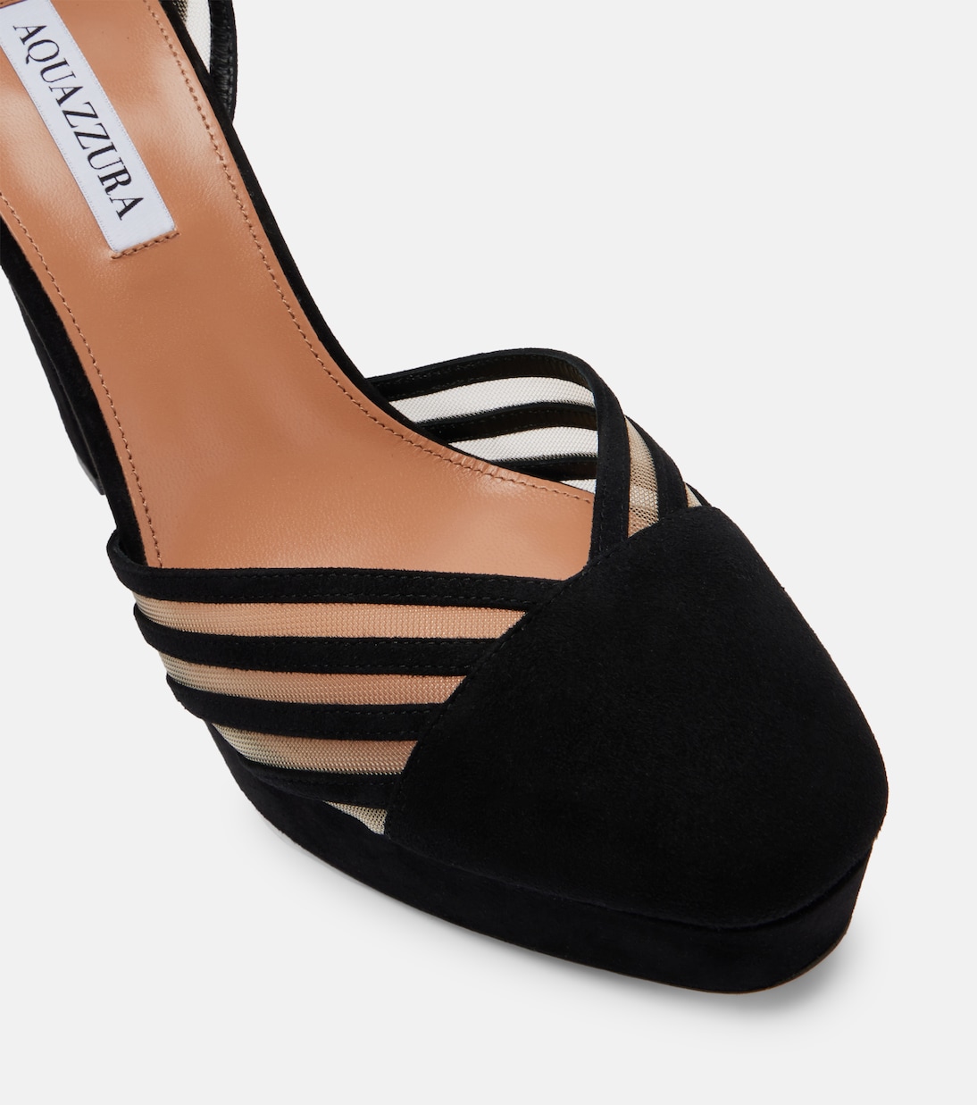 Escarpins Alana à plateau en daim et résille | Aquazzura
