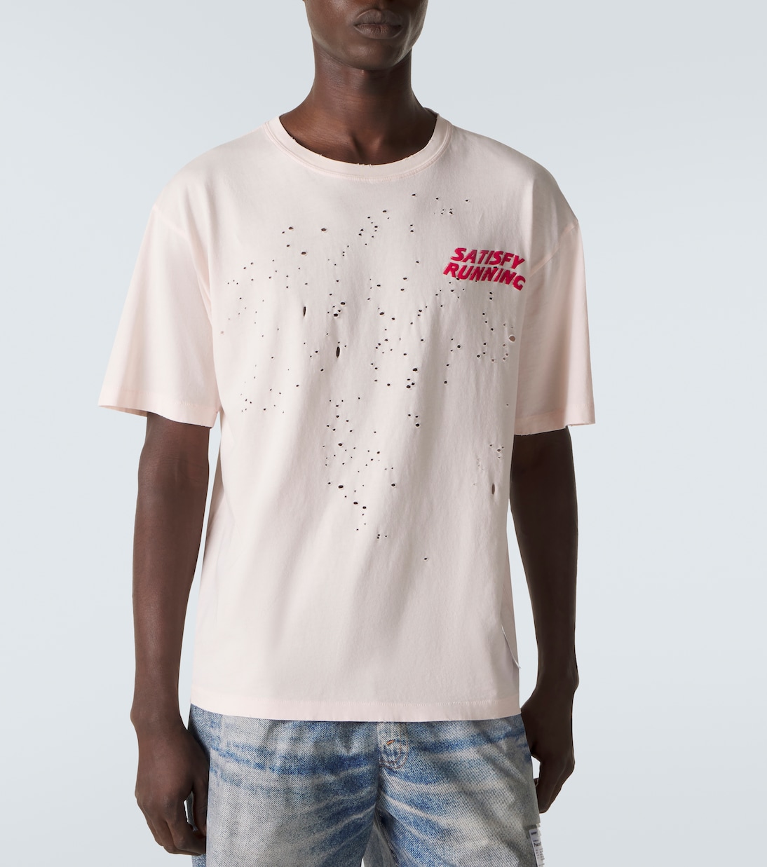 MothTech distressed cotton jersey T-shirt | Satisfy