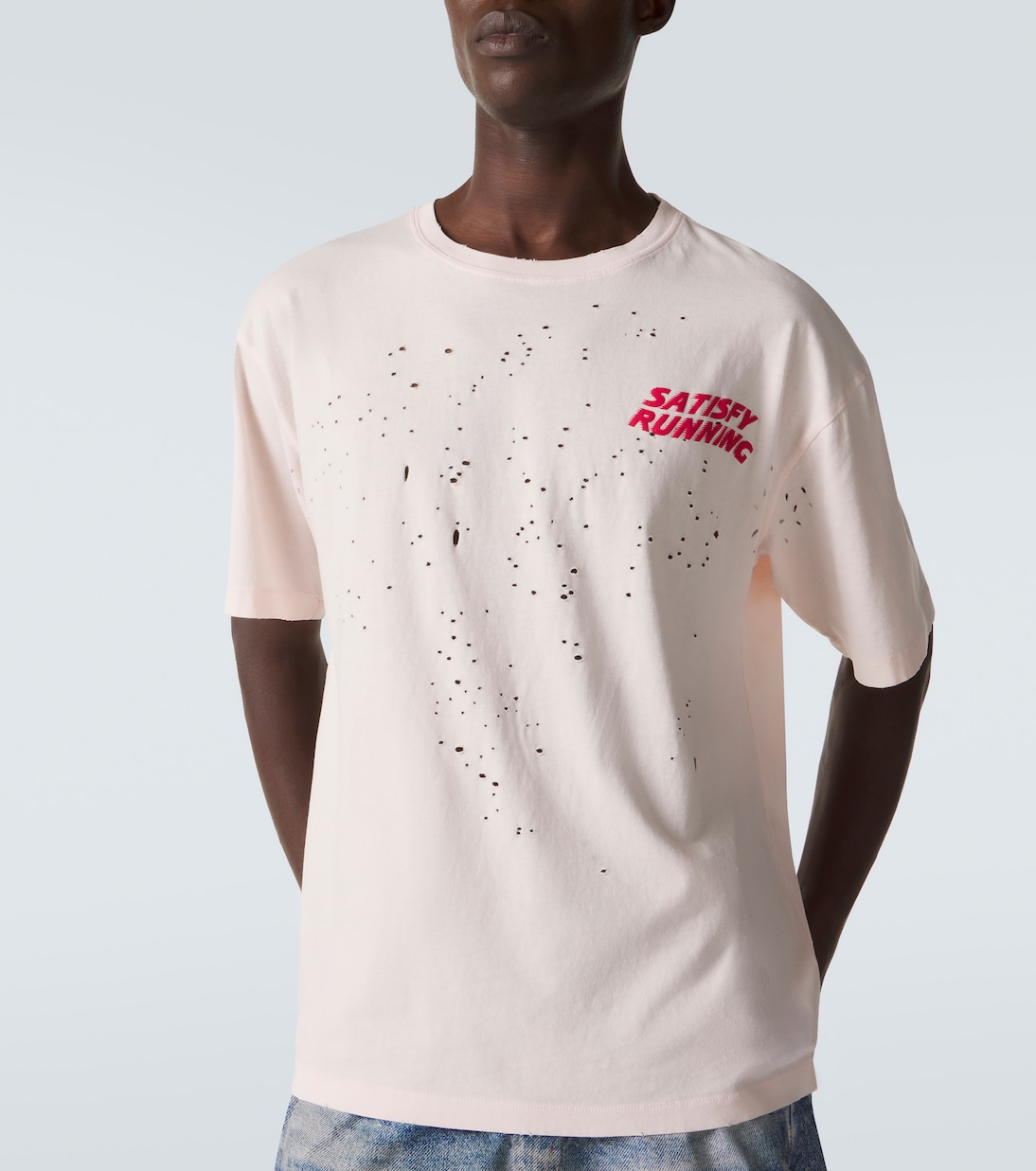 MothTech distressed cotton jersey T-shirt | Satisfy