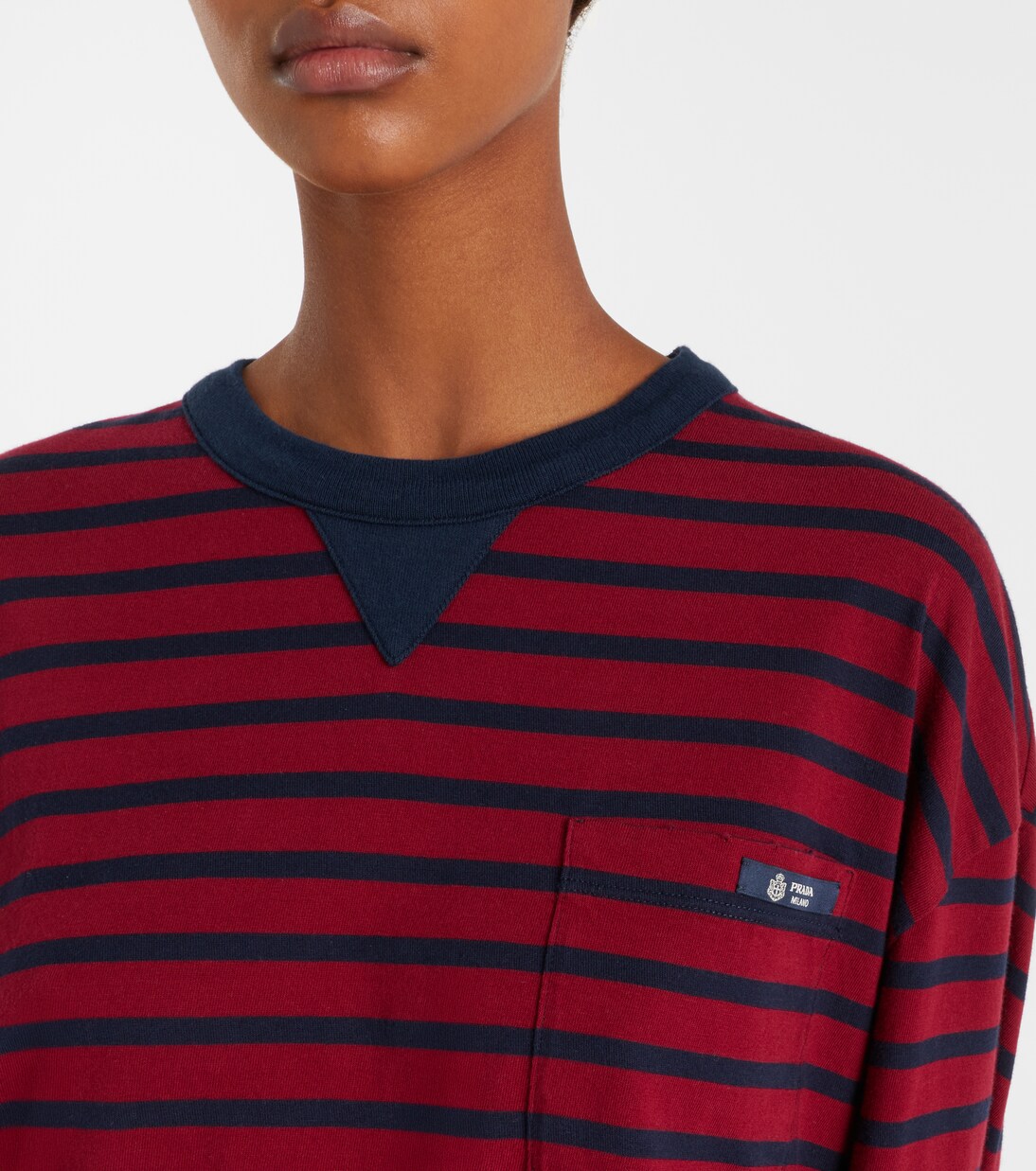 Top en jersey de algodón a rayas | Prada