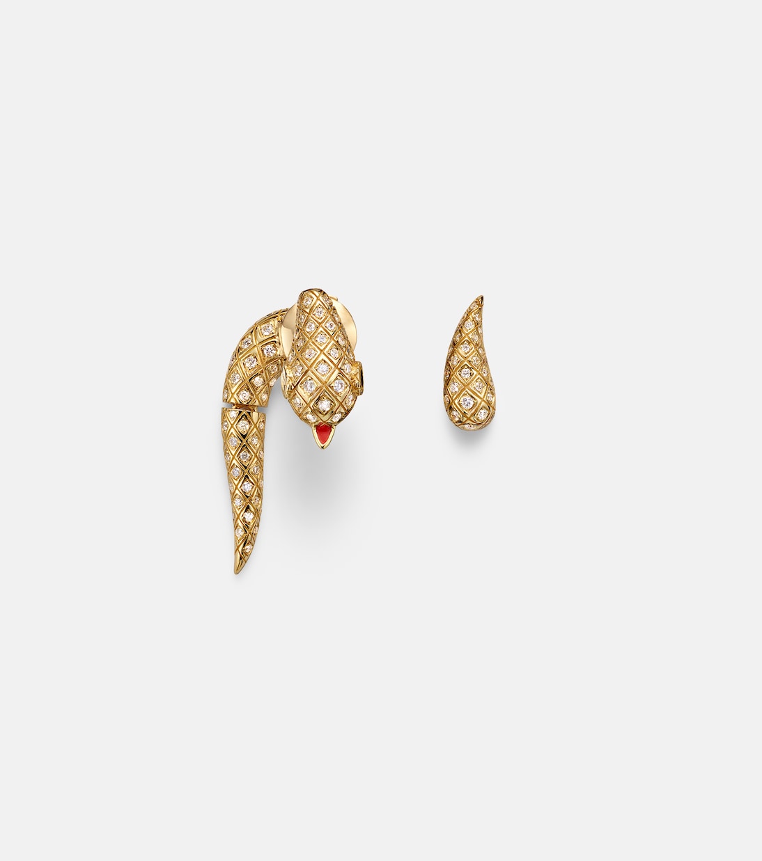 Pendientes Python de oro de 9 ct (375/1000) con diamantes y espinelas | Yvonne Léon