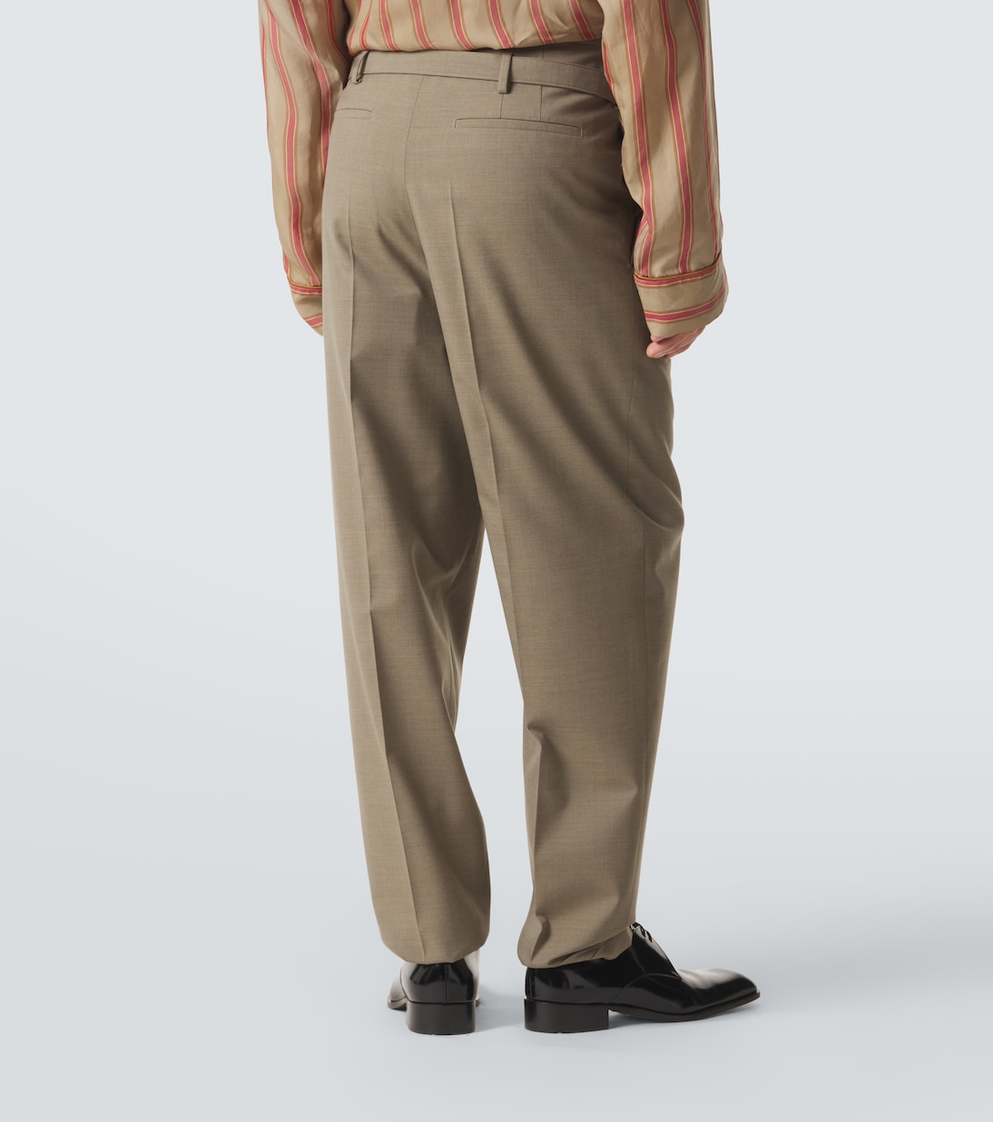 Belted wool gabardine tapered pants | Saint Laurent