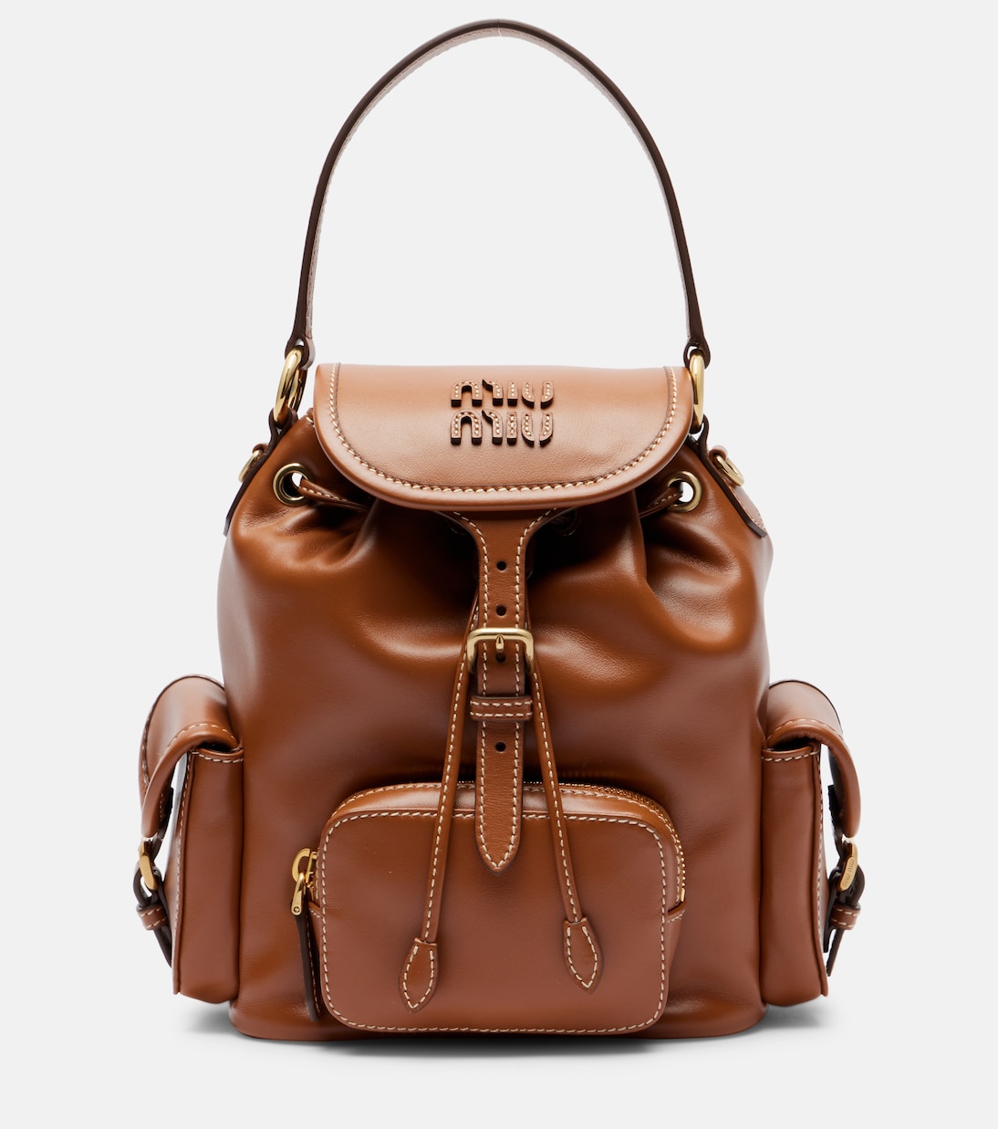 Logo leather backpack | Miu Miu