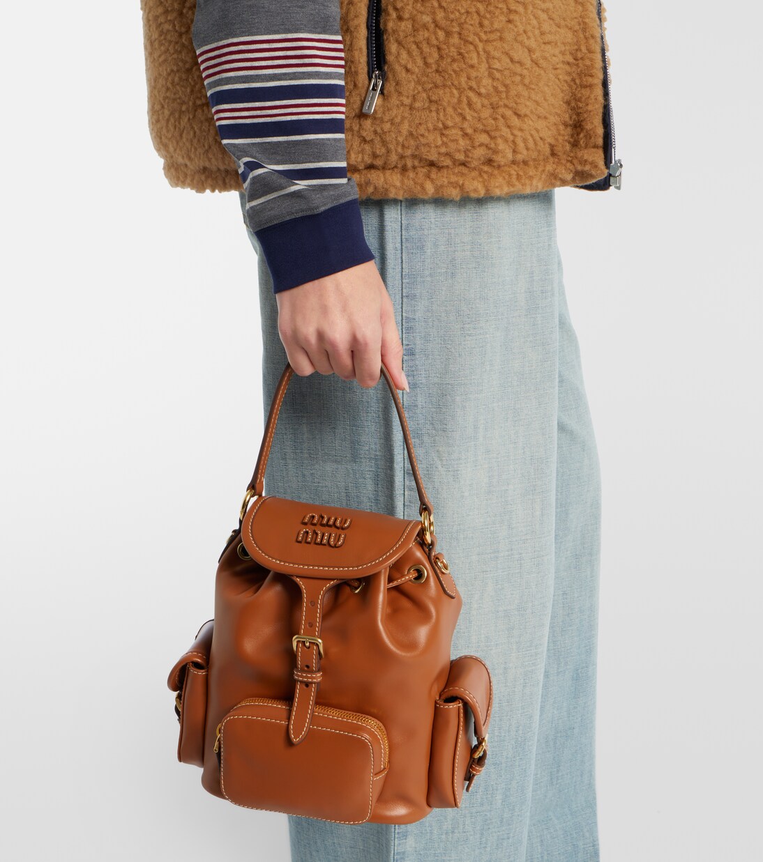 Logo leather backpack | Miu Miu