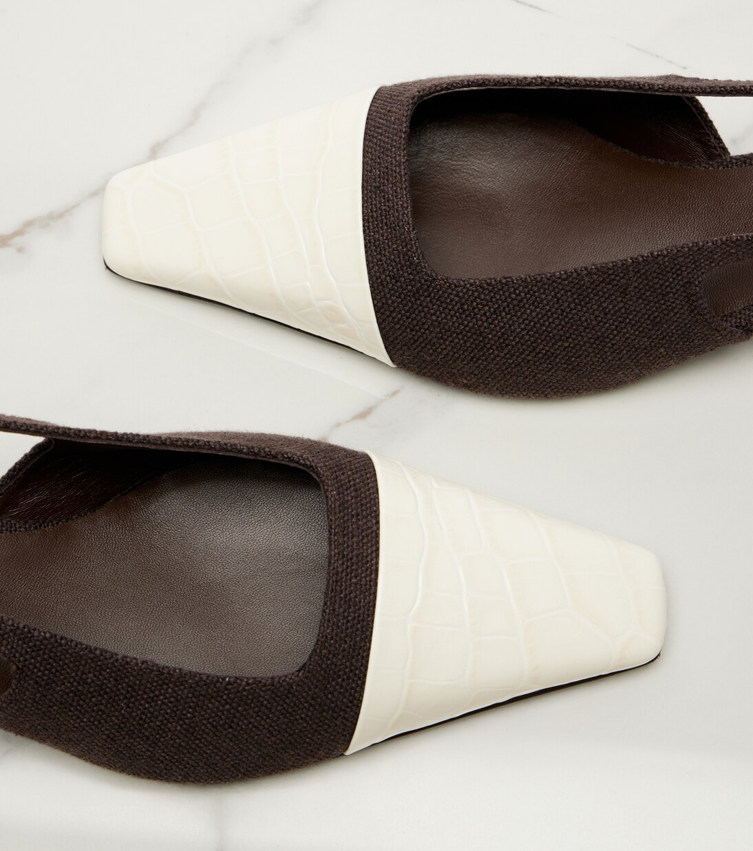 Leather-trimmed canvas slingback pumps | Tod's