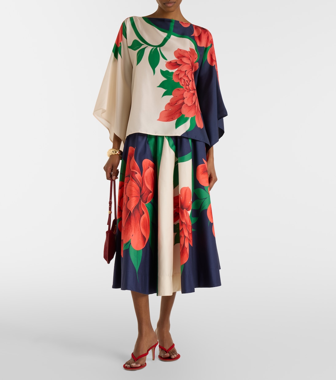 Top Square de sarga de seda floral | La DoubleJ