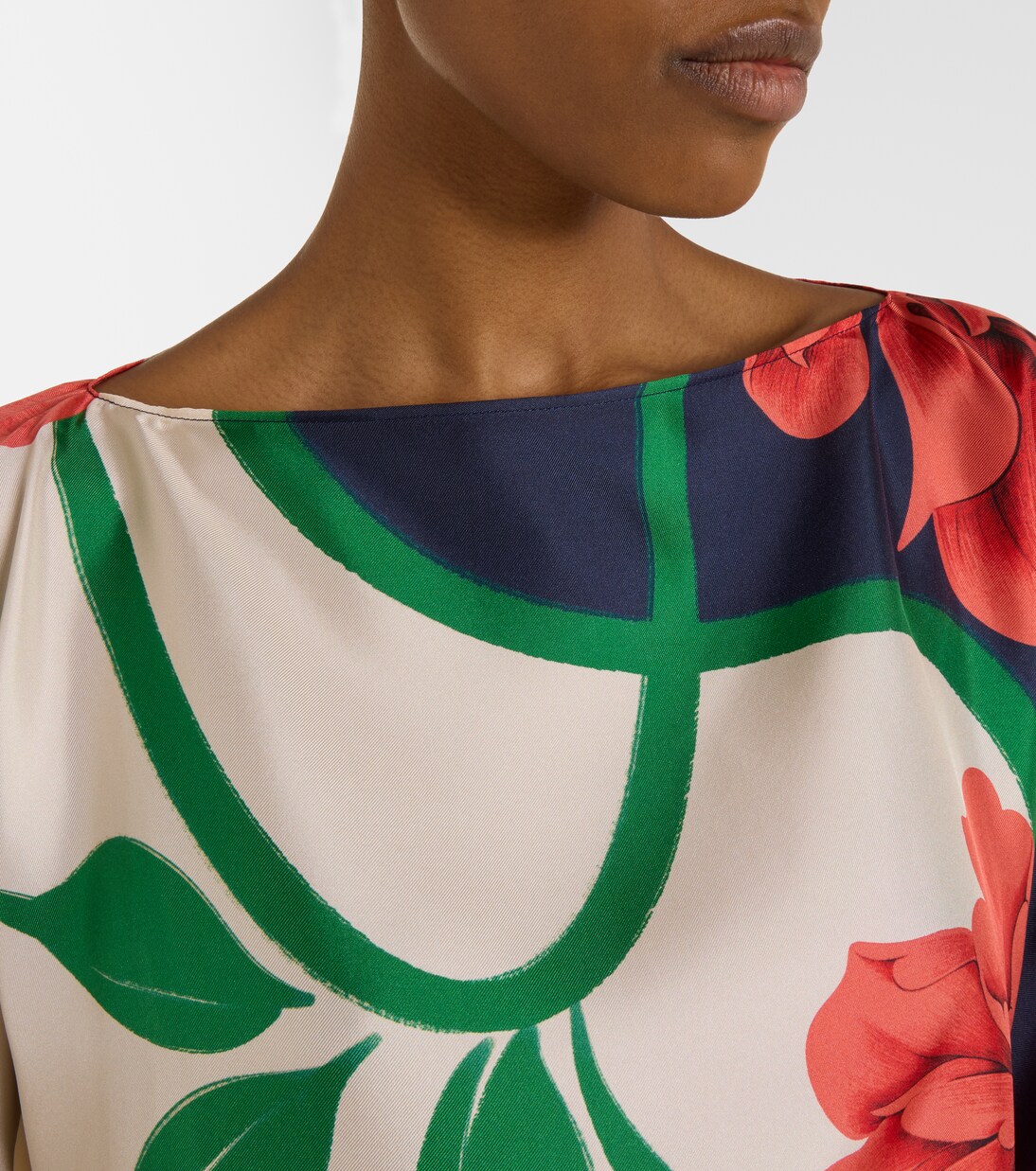 Top Square de sarga de seda floral | La DoubleJ