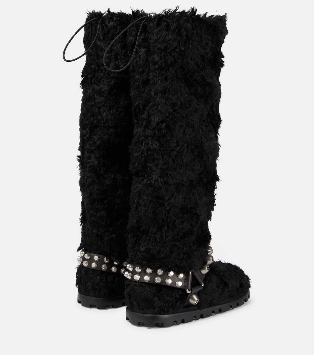 Stivali in shearling sintetico con borchie | Miu Miu