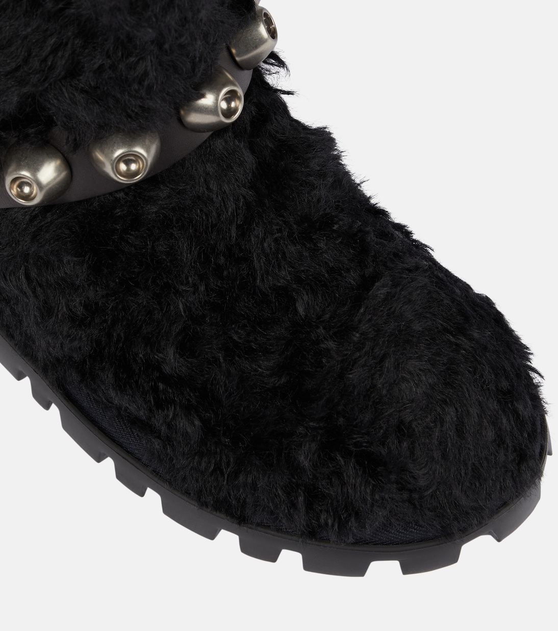 Stivali in shearling sintetico con borchie | Miu Miu