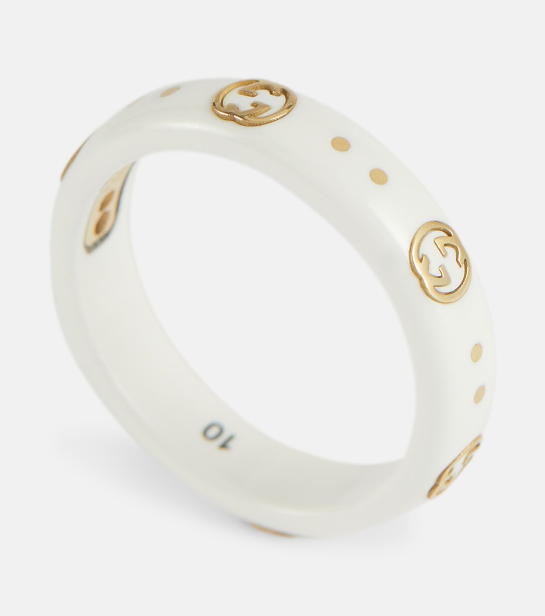 Anello GUCCI placcato oro 18kt con zirconi, stile giovane e trendy
