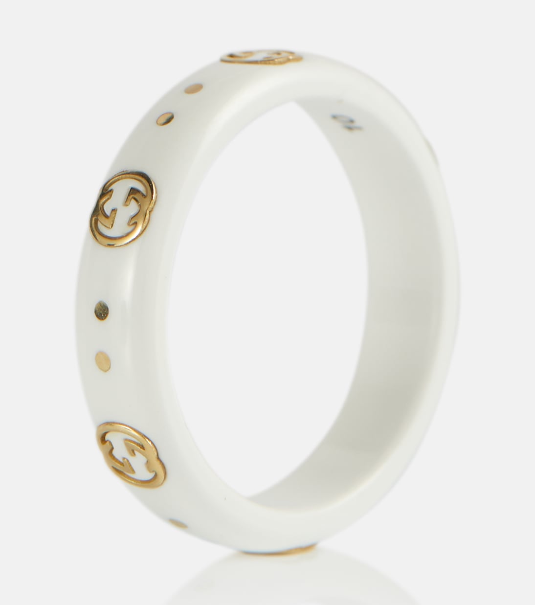 Anello GUCCI placcato oro 18kt con zirconi, stile giovane e trendy