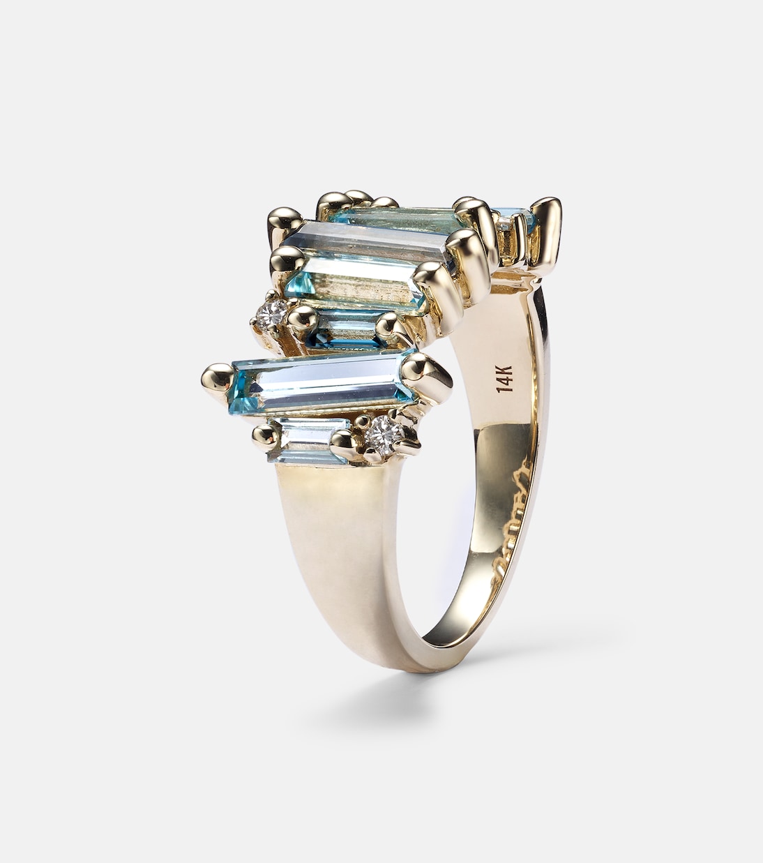Bague en or 14 ct, topazes et diamants blancs | Suzanne Kalan