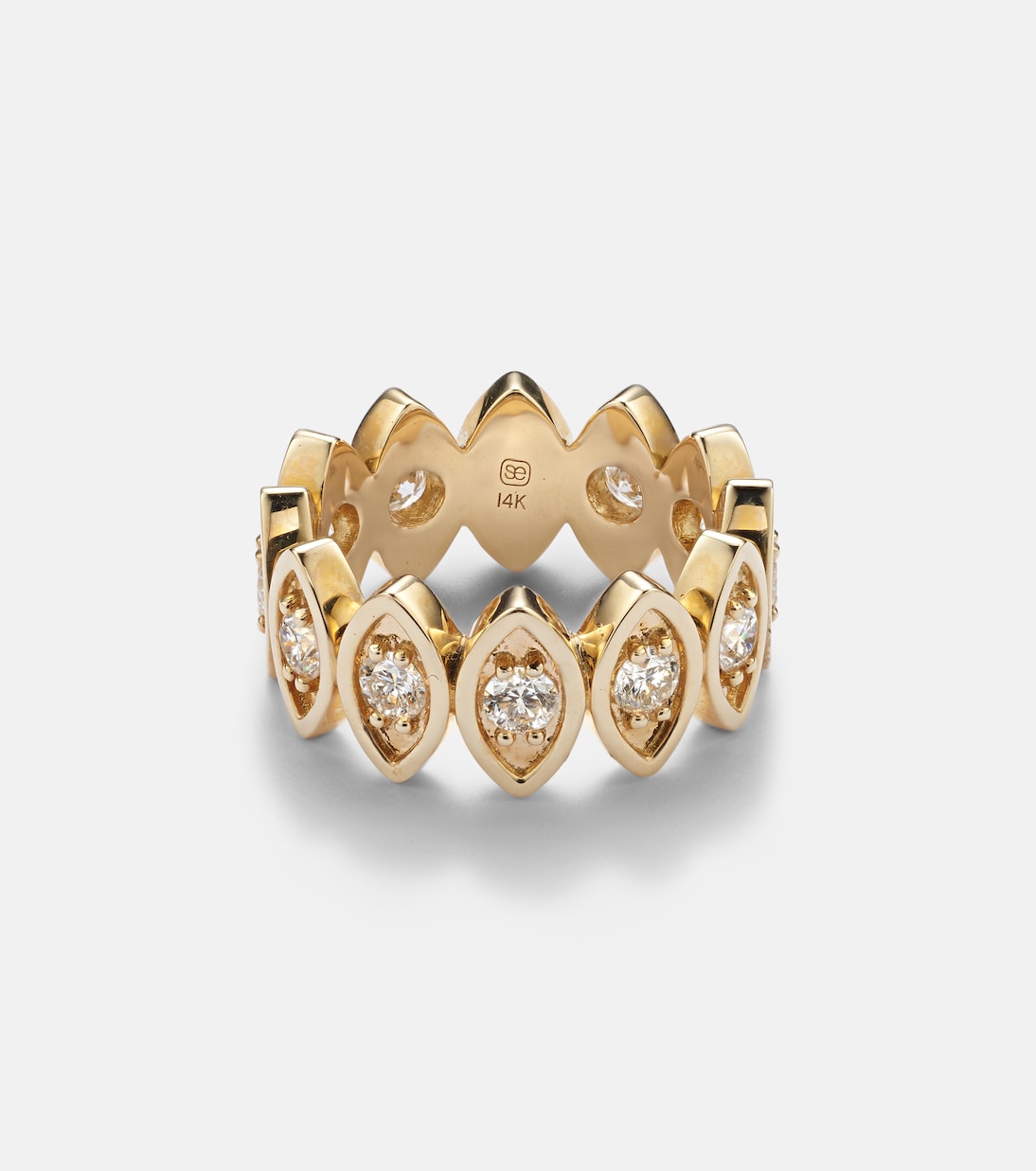 Anello Eternità in Oro Giallo 14kt con Diamanti e Malocchio di SYDNEY EVAN per Giovani Stilisti