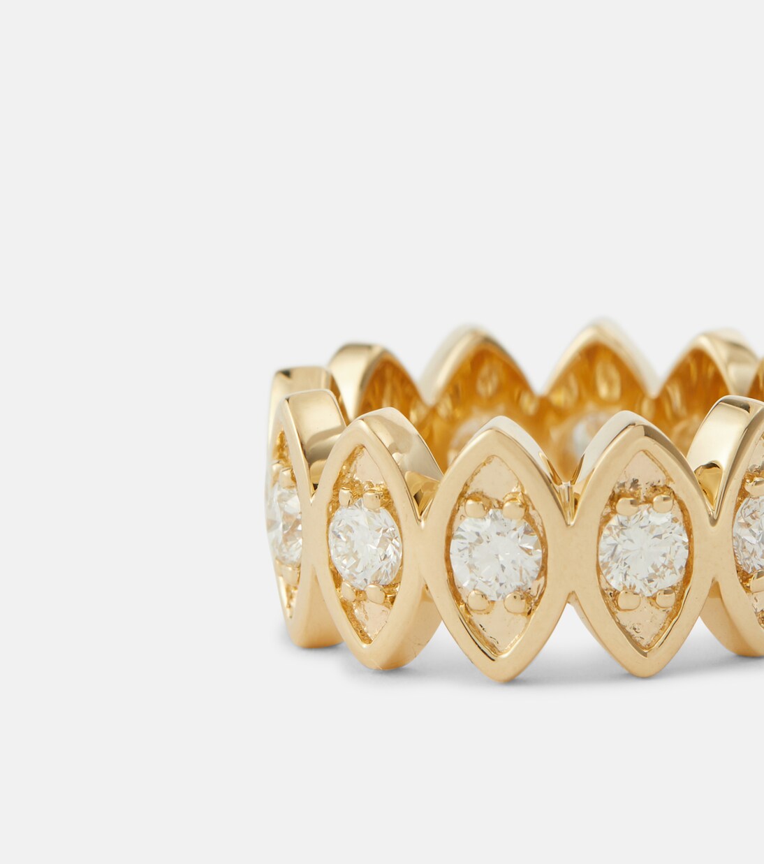 Anello Eternità in Oro Giallo 14kt con Diamanti e Malocchio di SYDNEY EVAN per Giovani Stilisti
