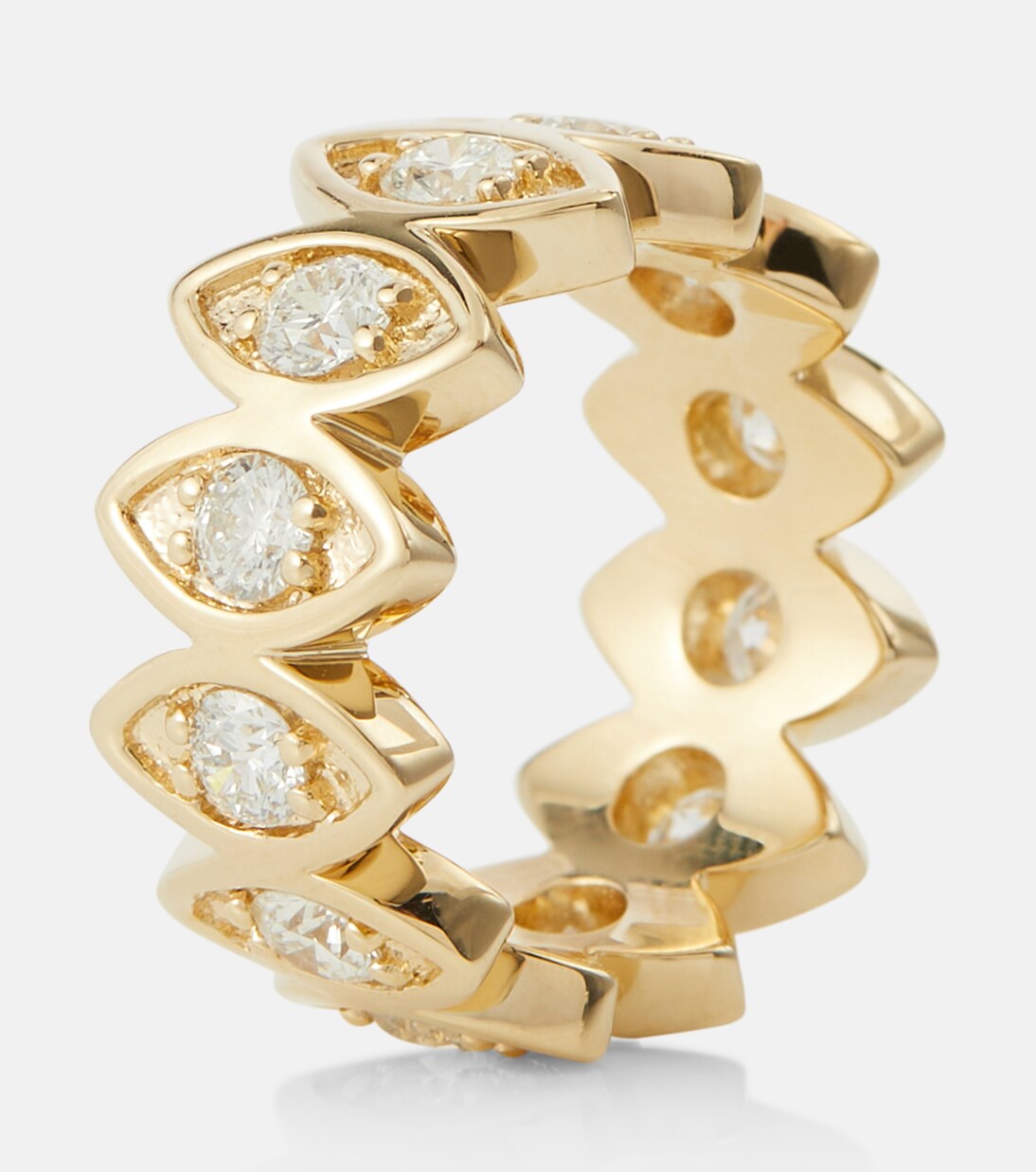 Anello Eternità in Oro Giallo 14kt con Diamanti e Malocchio di SYDNEY EVAN per Giovani Stilisti
