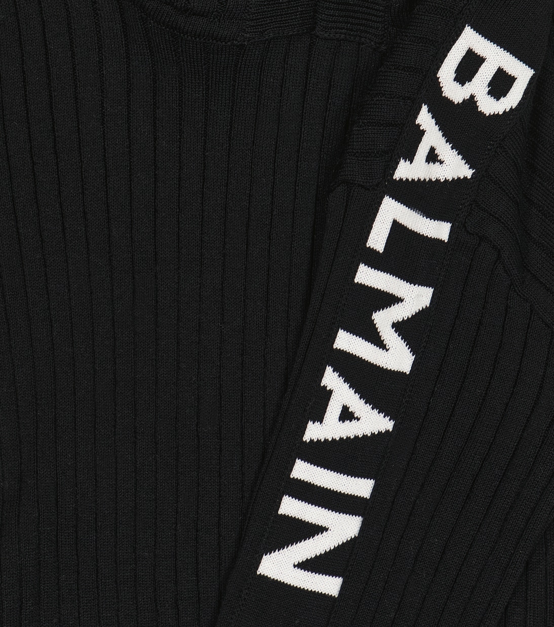 Felpa cropped in maglia di cotone a coste | Balmain Kids