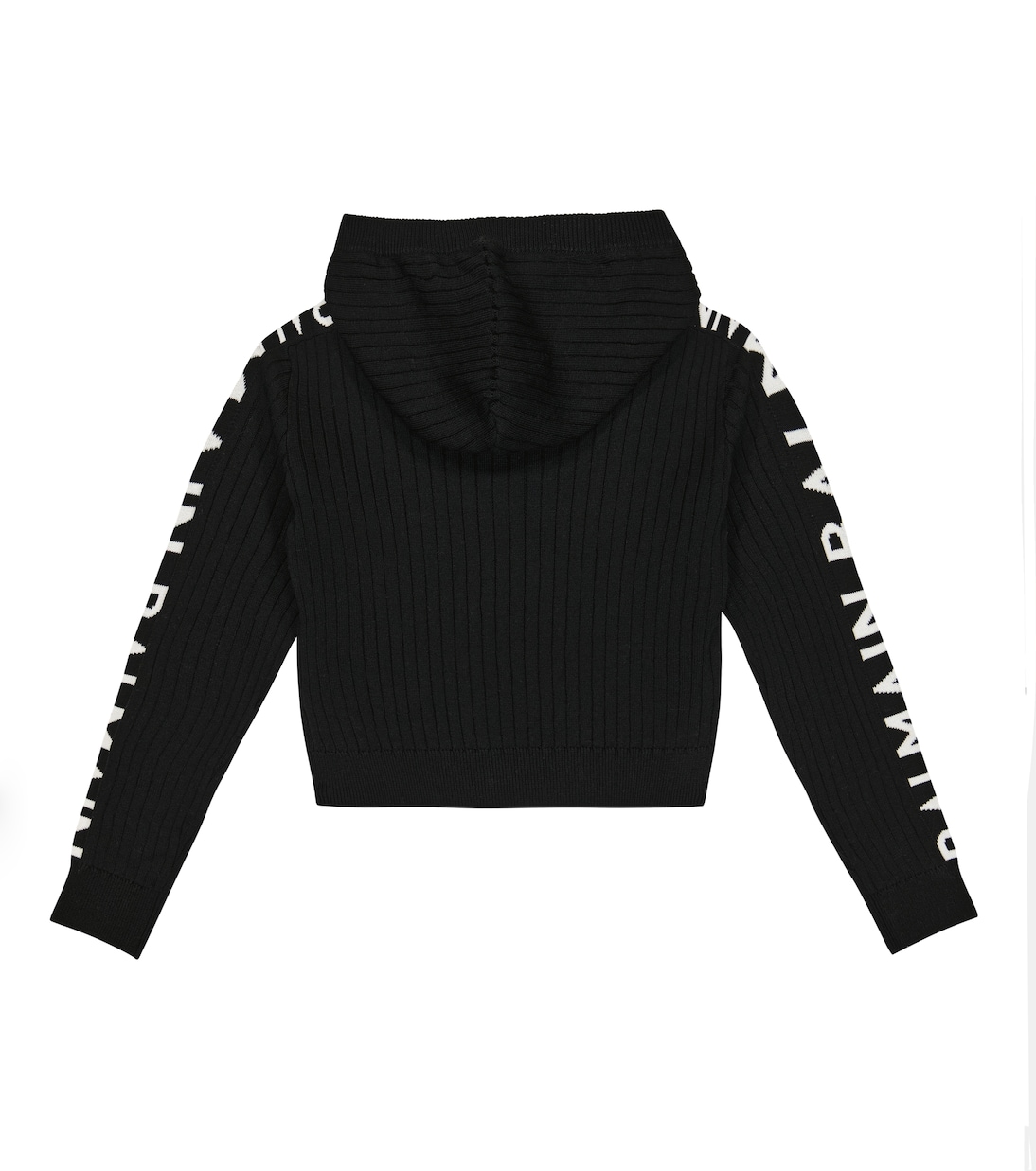 Felpa cropped in maglia di cotone a coste | Balmain Kids