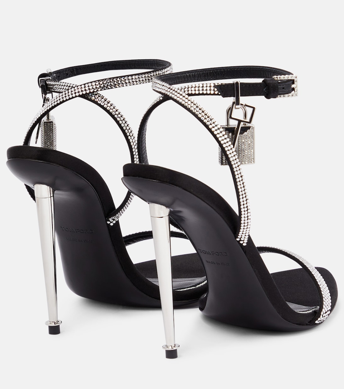Padlock embellished satin sandals | Tom Ford