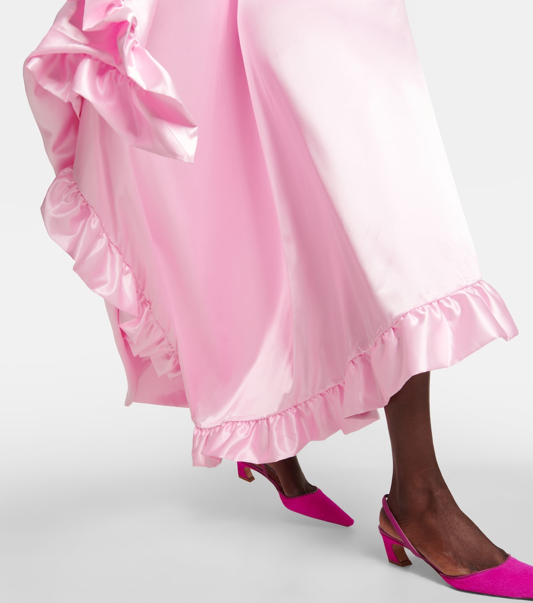 Abito monospalla in raso con volant | Acne Studios