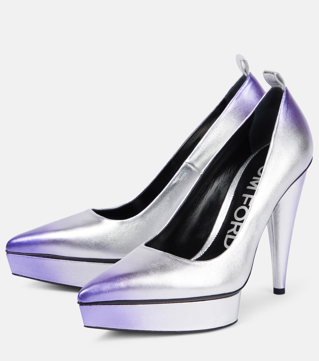 Metallic leather platform pumps | Tom Ford