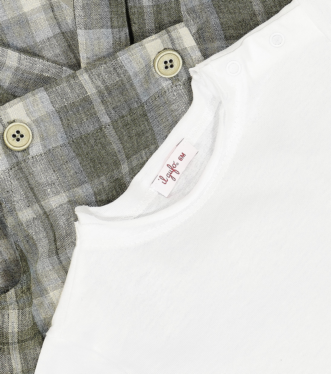 Bebé - set de camiseta y peto de lino estampado | Il Gufo