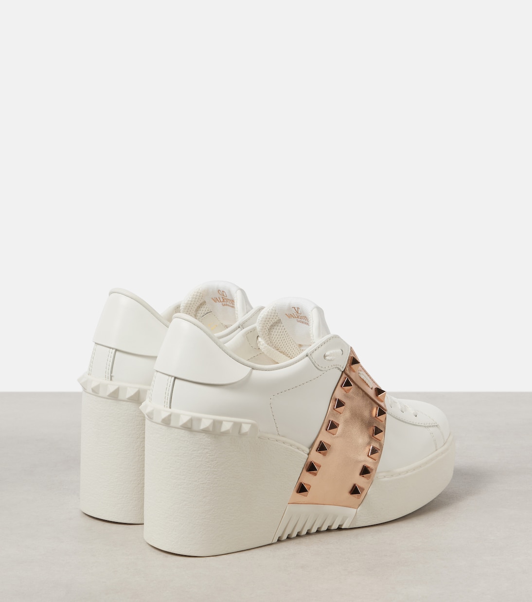 Open Disco leather wedge sneakers | Valentino Garavani