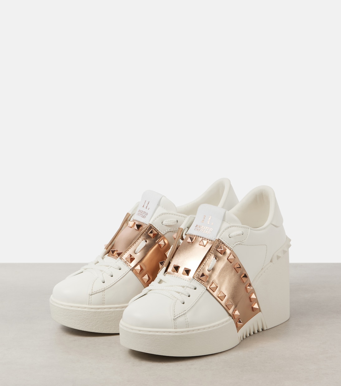 Open Disco leather wedge sneakers | Valentino Garavani