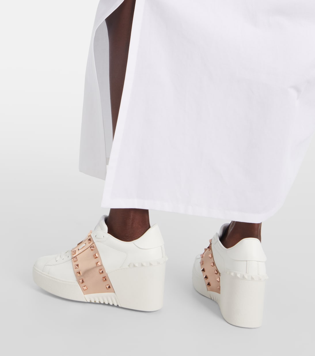 Open Disco leather wedge sneakers | Valentino Garavani