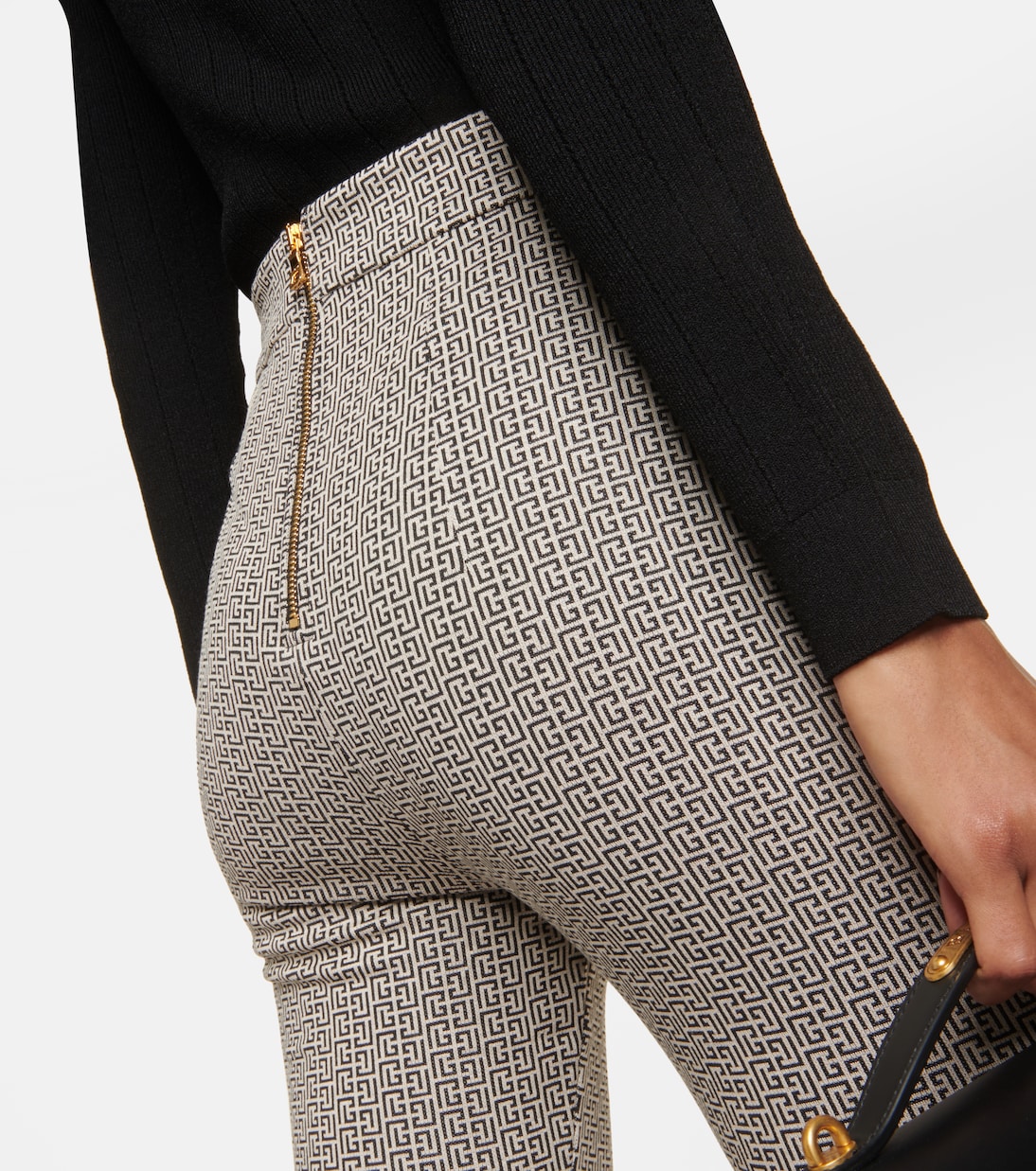 Pantalon flare Monogram en jacquard | Balmain