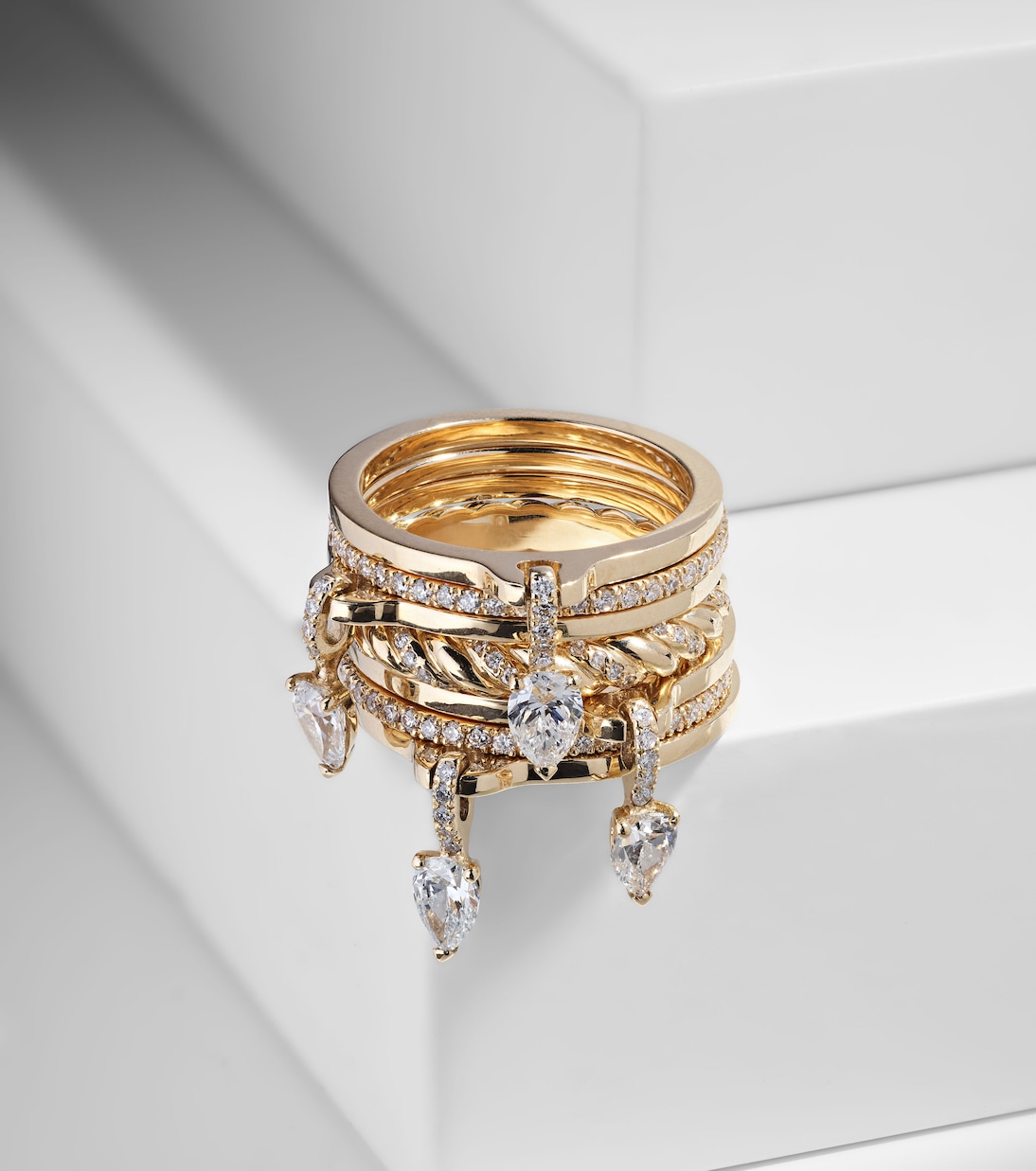 Bagues Drop Alliances en or 18 ct et diamants | Rainbow K
