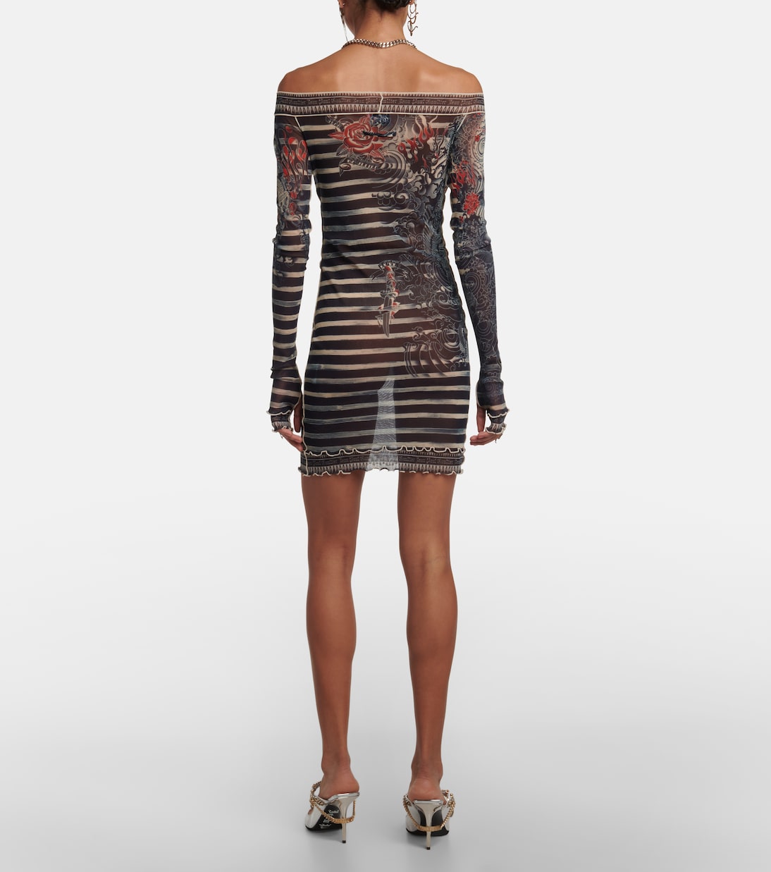 Miniabito in mesh con stampa | Jean Paul Gaultier