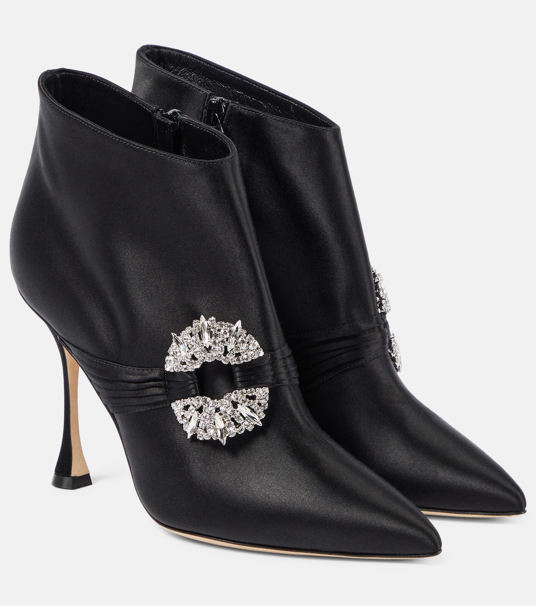 Verzierte Ankle Boots Prabina 105 aus Satin | Manolo Blahnik