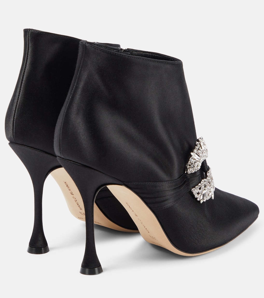 Verzierte Ankle Boots Prabina 105 aus Satin | Manolo Blahnik