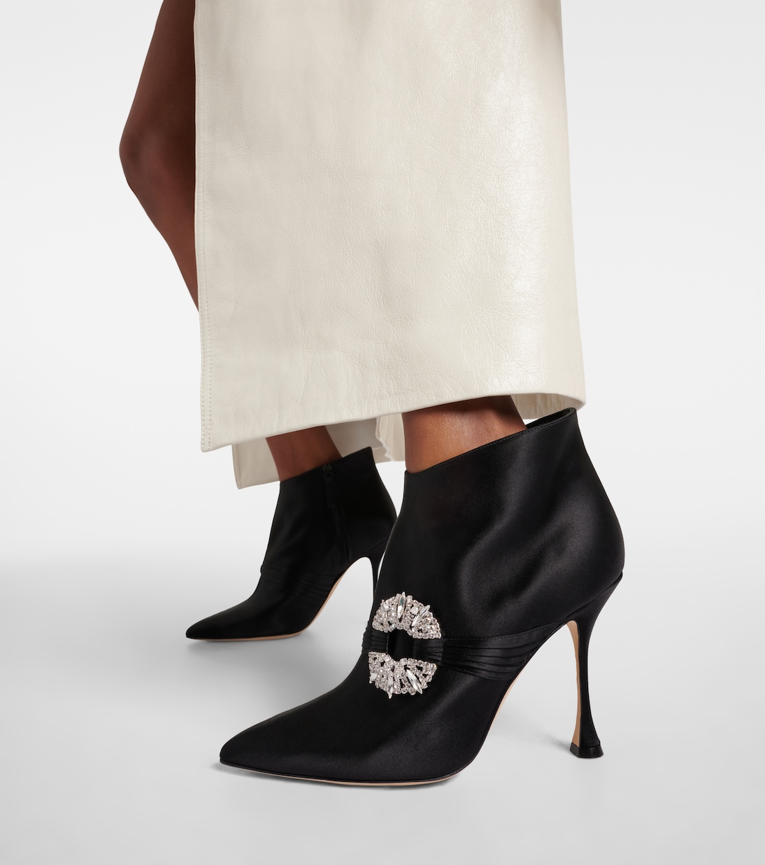 Verzierte Ankle Boots Prabina 105 aus Satin | Manolo Blahnik