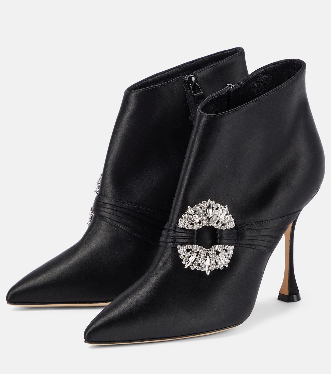 Verzierte Ankle Boots Prabina 105 aus Satin | Manolo Blahnik