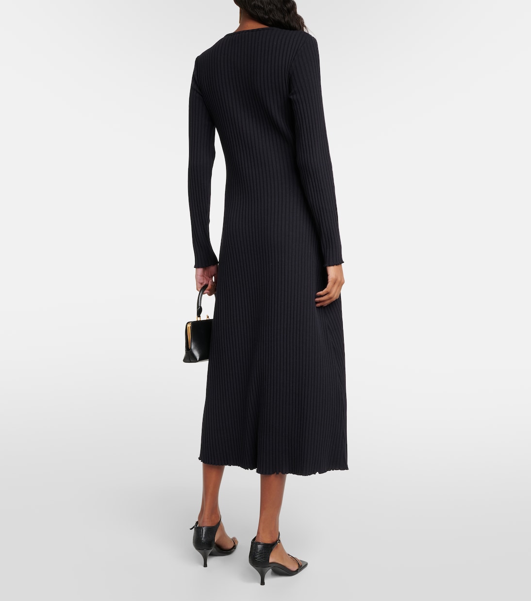 Ribbed-knit cotton-blend midi dress | Vince